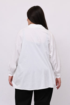 Camicia bottone asimmetrico - Bianco