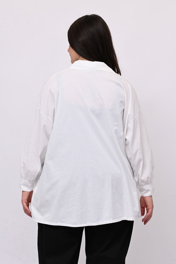 Camicia bottone asimmetrico - Bianco