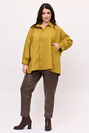 Camicia bottone asimmetrico - Senape