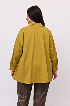 Camicia bottone asimmetrico - Senape