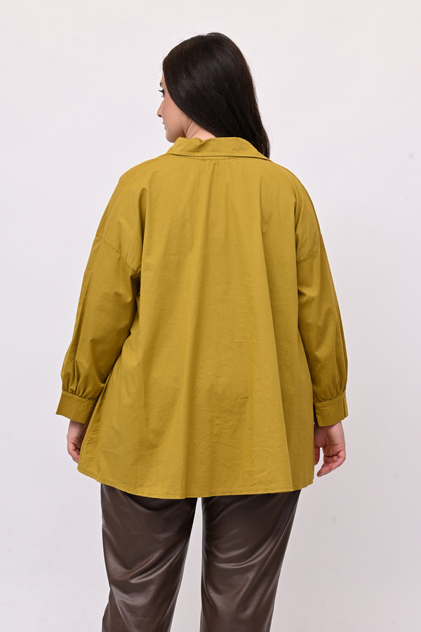 Camicia bottone asimmetrico - Senape