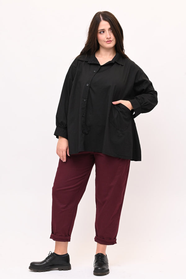 Camicia bottone asimmetrico - Nero