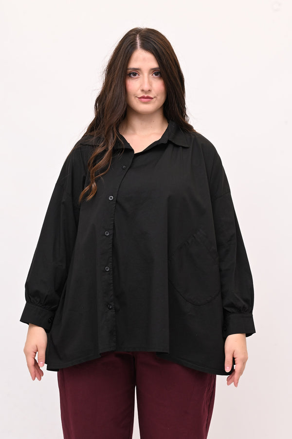 Camicia bottone asimmetrico - Nero
