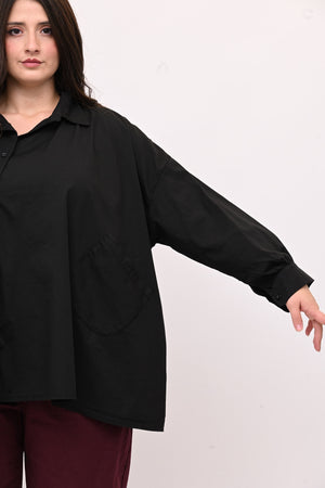 Camicia bottone asimmetrico - Nero