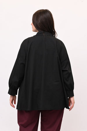 Camicia bottone asimmetrico - Nero