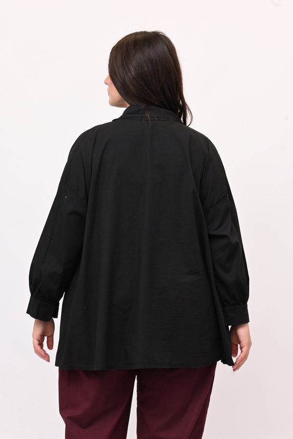 Camicia bottone asimmetrico - Nero