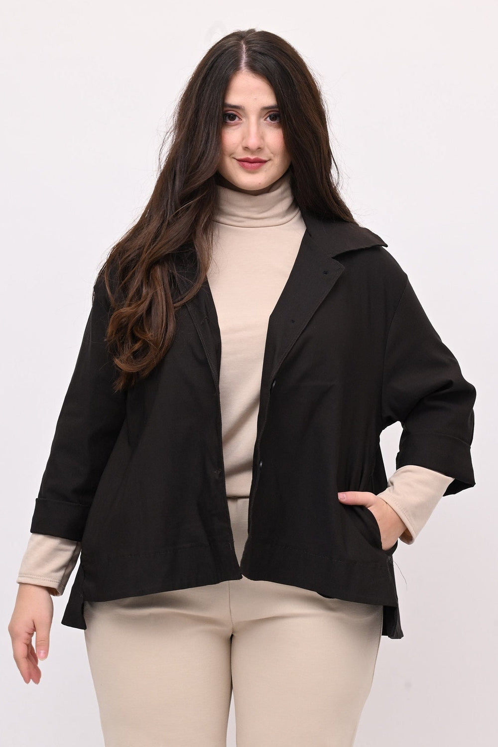 Giacca colletto over - Moro