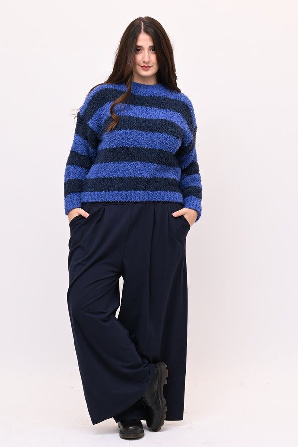 Pull boucle righe - Blu