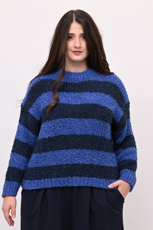 Pull boucle righe - Blu