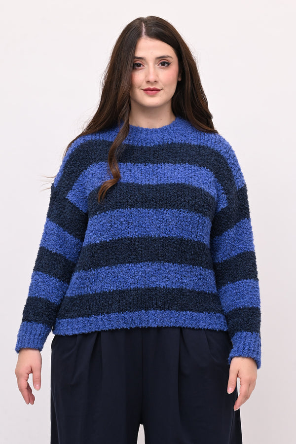 Pull boucle righe - Blu