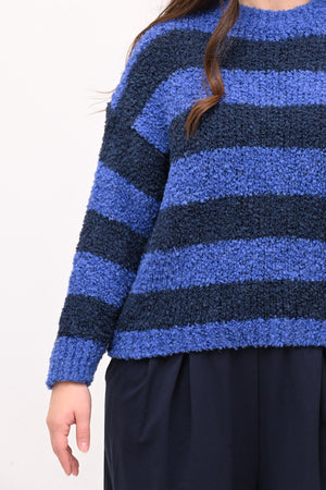 Pull boucle righe - Blu