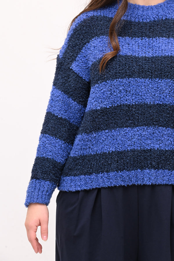Pull boucle righe - Blu