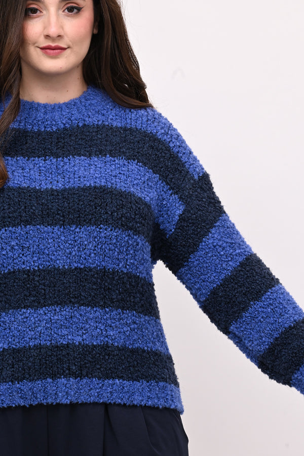 Pull boucle righe - Blu