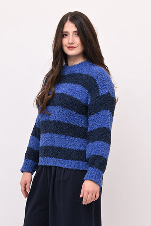 Pull boucle righe - Blu