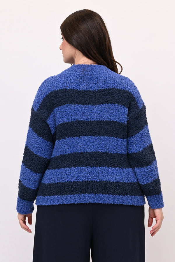 Pull boucle righe - Blu