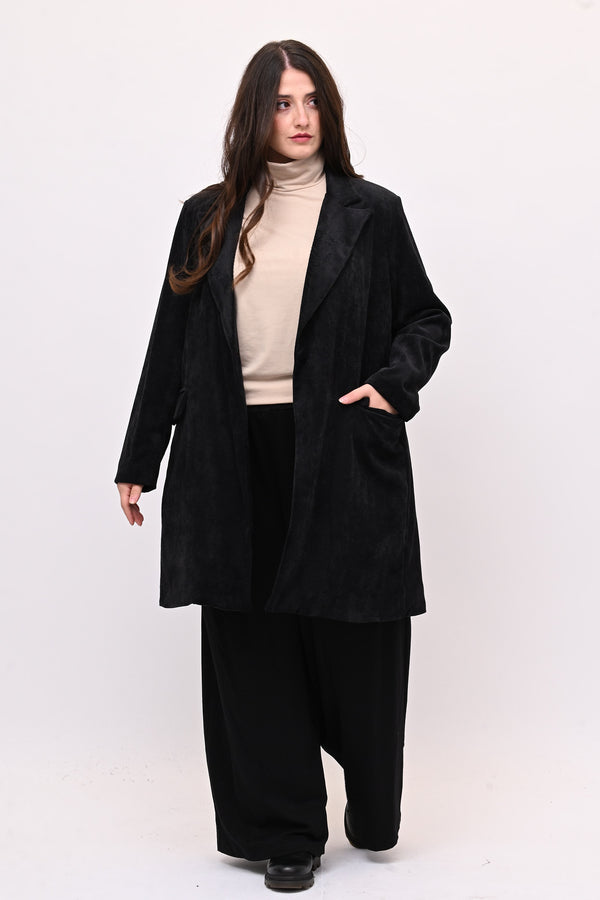 Cappotto coste velluto - Nero