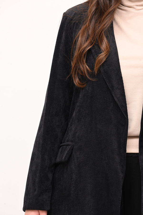 Cappotto coste velluto - Nero