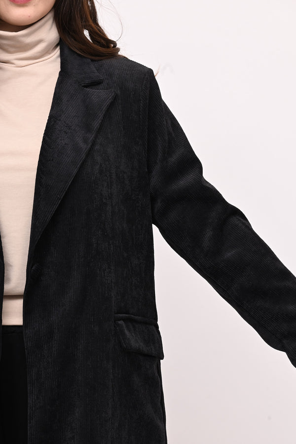 Cappotto coste velluto - Nero