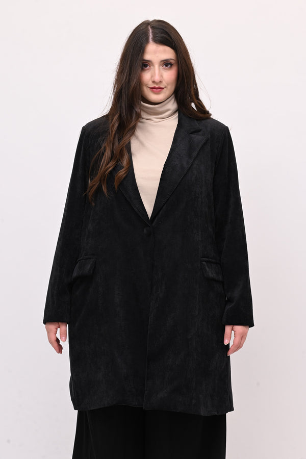 Cappotto coste velluto - Nero