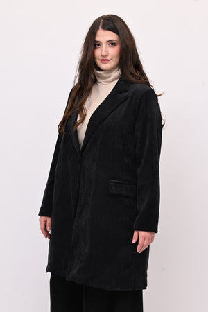 Cappotto coste velluto - Nero