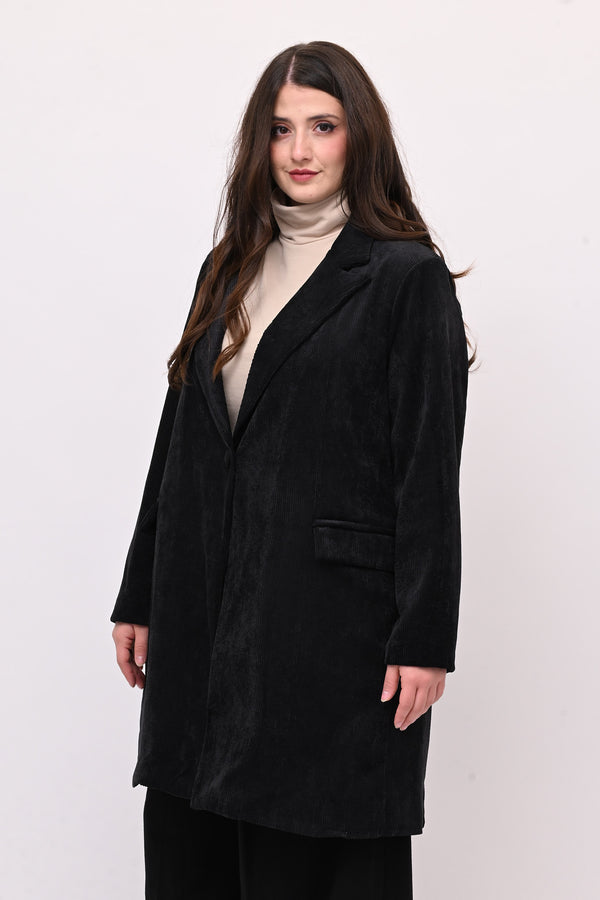 Cappotto coste velluto - Nero