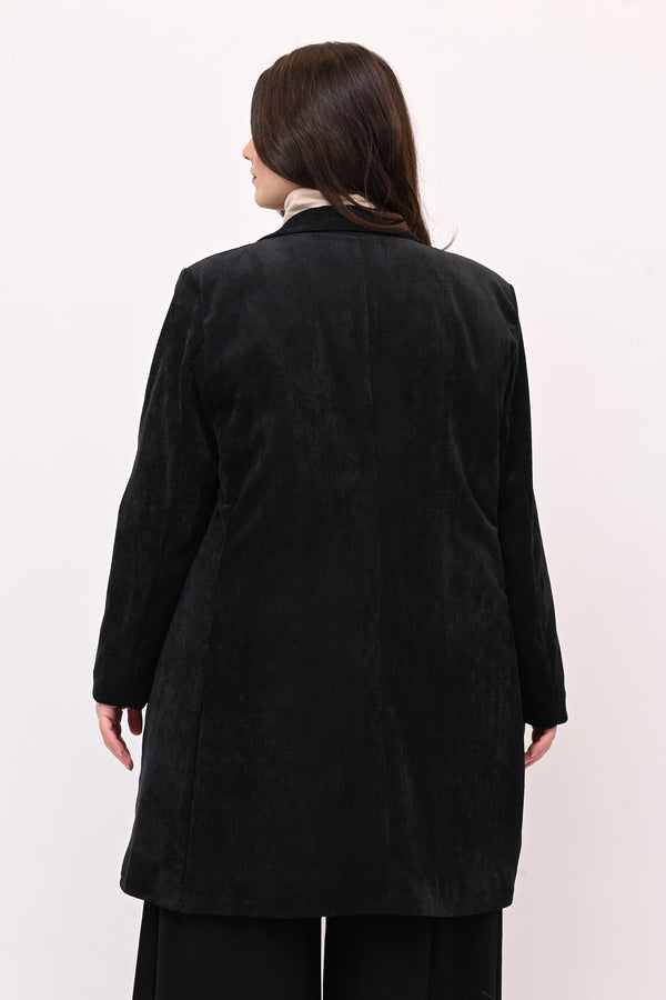 Cappotto coste velluto - Nero