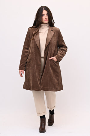 Cappotto coste velluto - Castagna