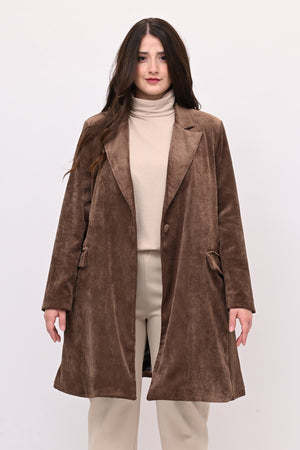 Cappotto coste velluto - Castagna