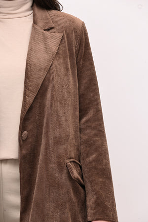 Cappotto coste velluto - Castagna