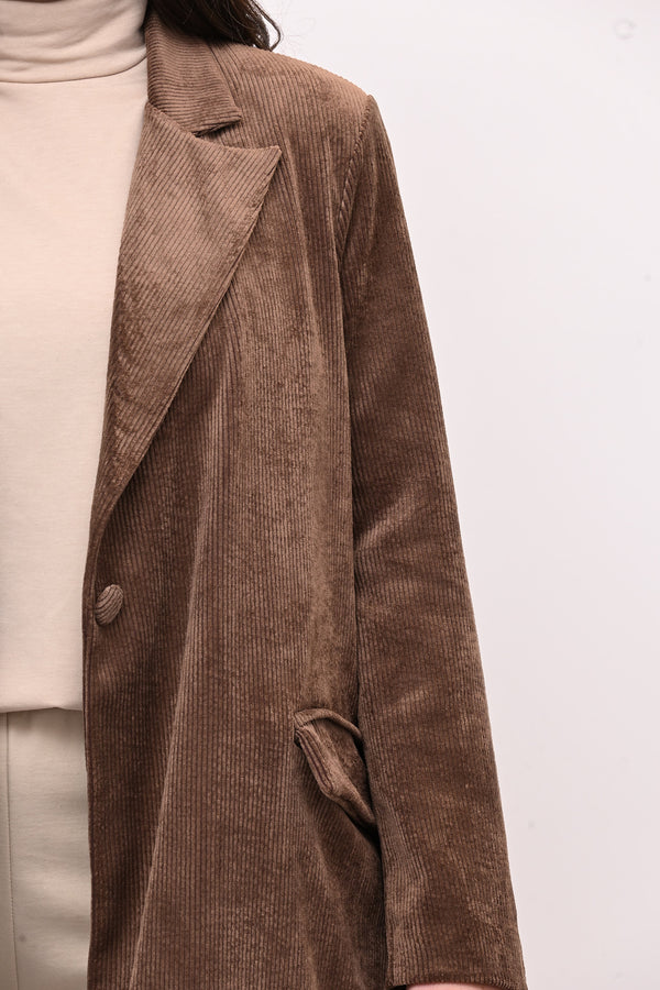 Cappotto coste velluto - Castagna