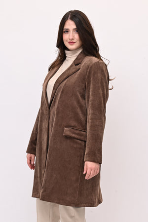 Cappotto coste velluto - Castagna