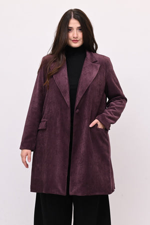 Cappotto coste velluto - Melanzana