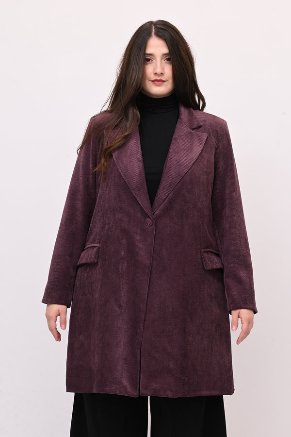 Cappotto coste velluto - Melanzana