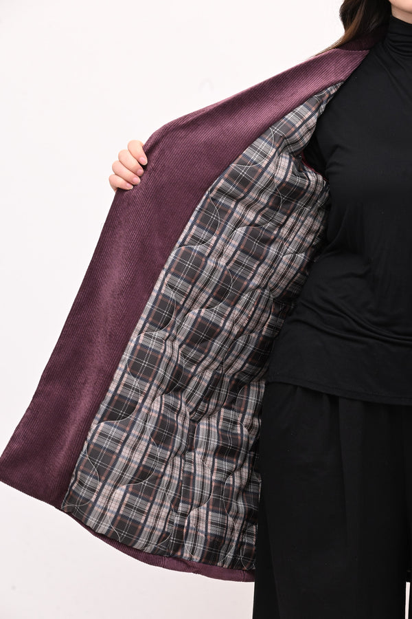 Cappotto coste velluto - Melanzana