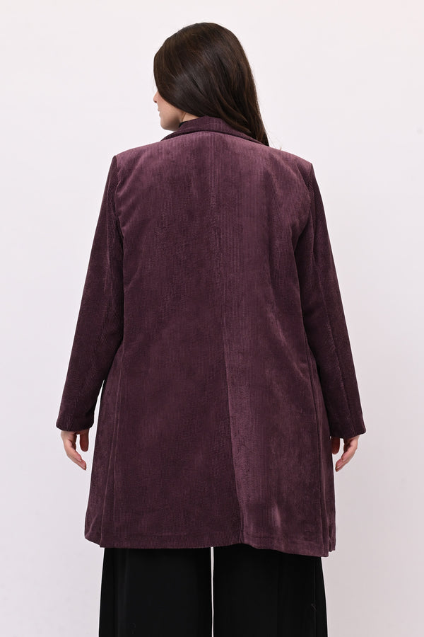 Cappotto coste velluto - Melanzana