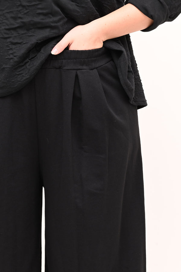 Pantalone palazzo felpa - Nero