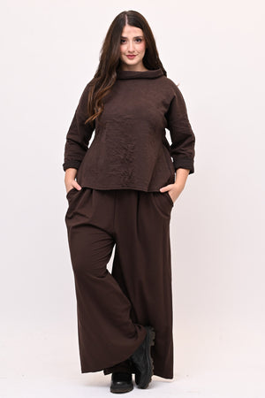 Pantalone palazzo felpa - Moro