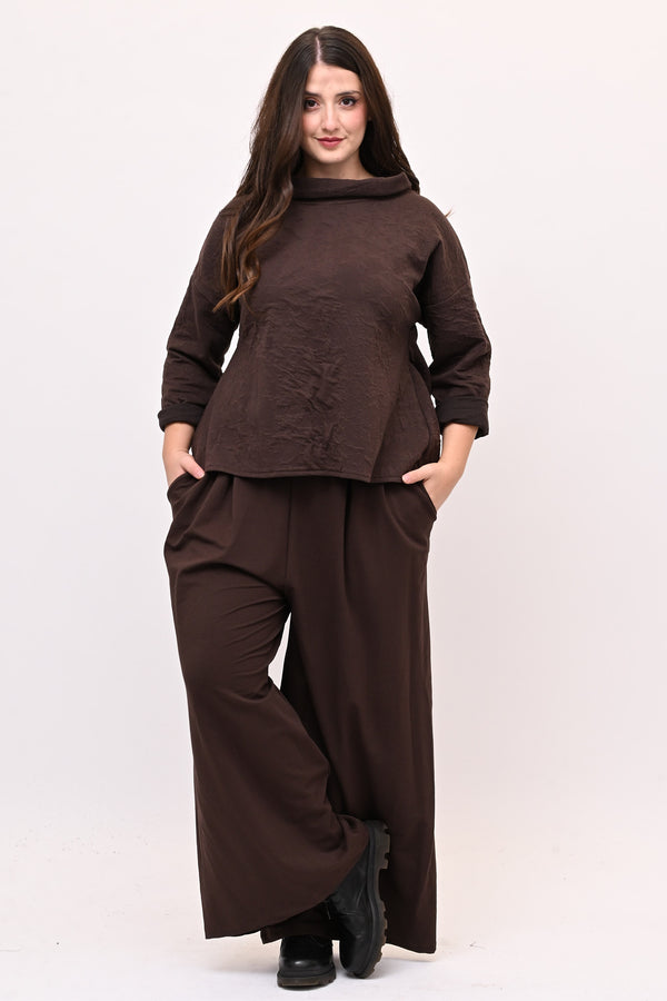 Maglia colletto goffrata - Moro