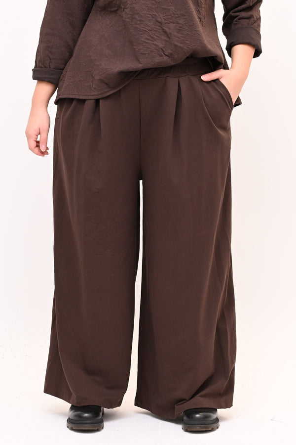 Pantalone palazzo felpa - Moro