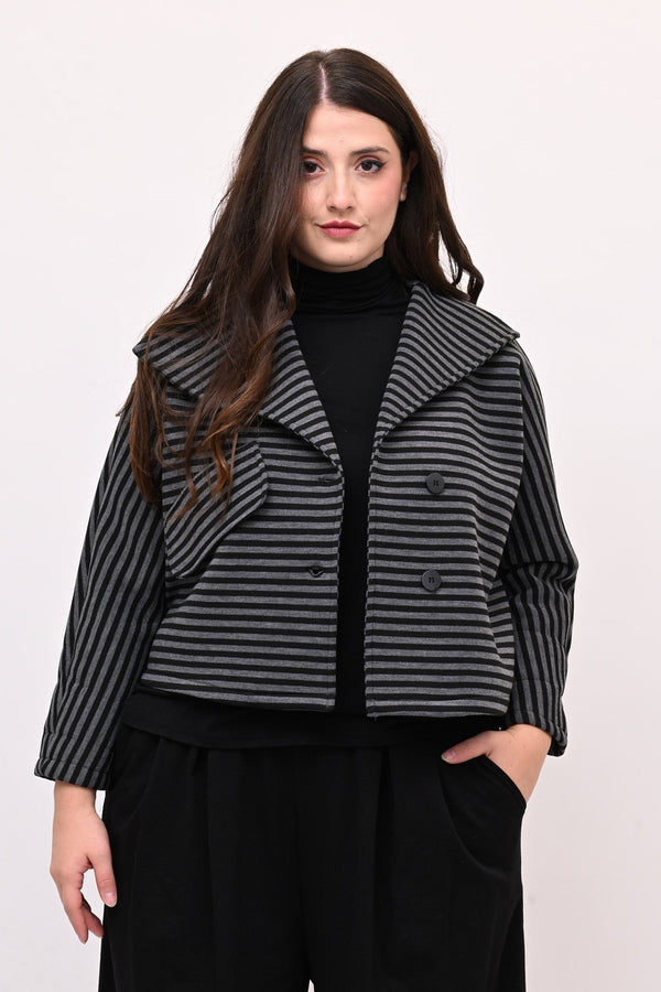 Giacca crop neoprene - Nero