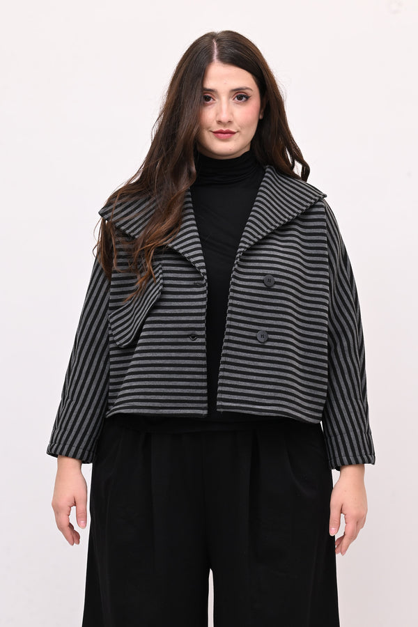 Giacca crop neoprene - Nero