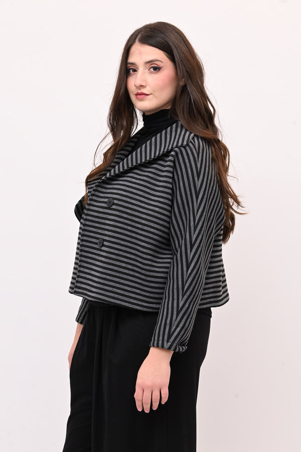 Giacca crop neoprene - Nero