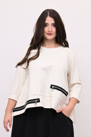 Maglia ruota doppia zip - Burro