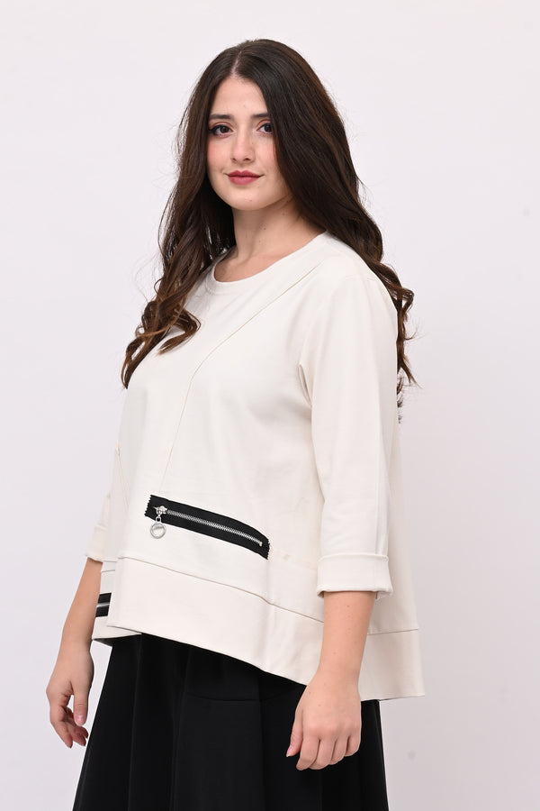 Maglia ruota doppia zip - Burro