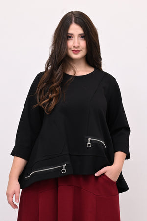 Maglia ruota doppia zip - Nero