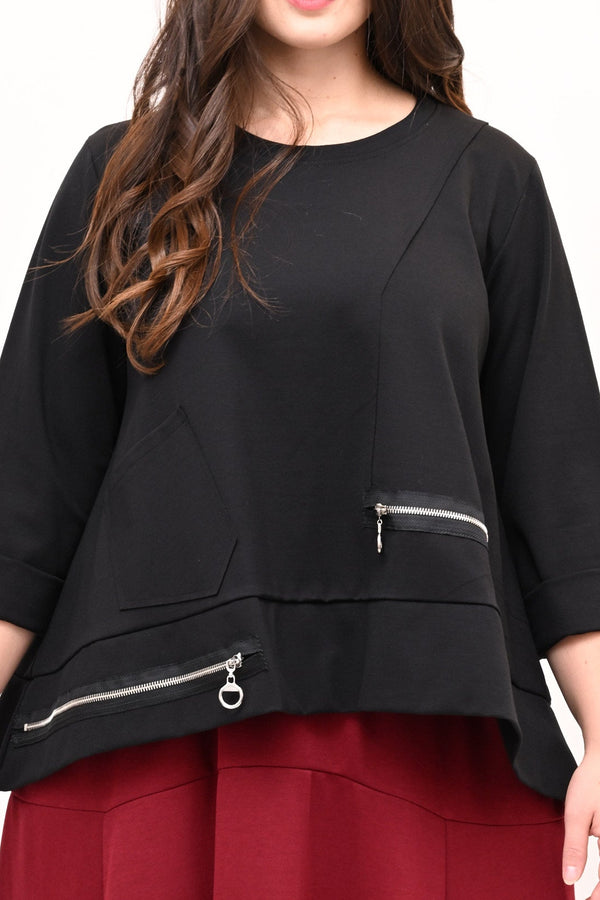 Maglia ruota doppia zip - Nero