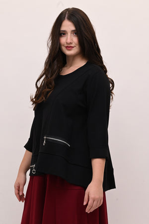 Maglia ruota doppia zip - Nero