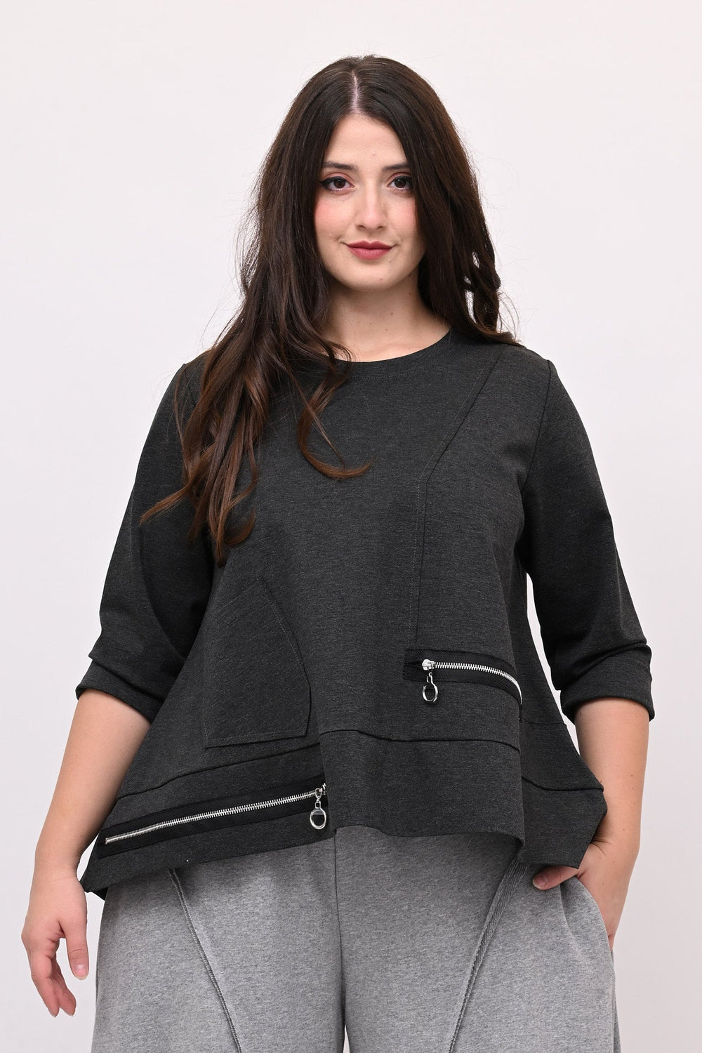 Maglia ruota doppia zip - Grigio