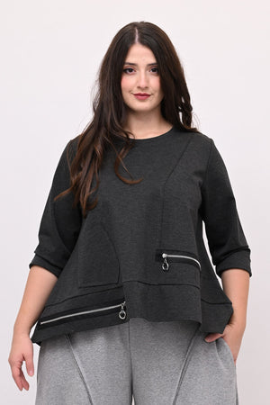 Maglia ruota doppia zip - Grigio