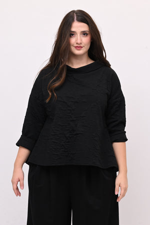 Maglia colletto goffrata - Nero